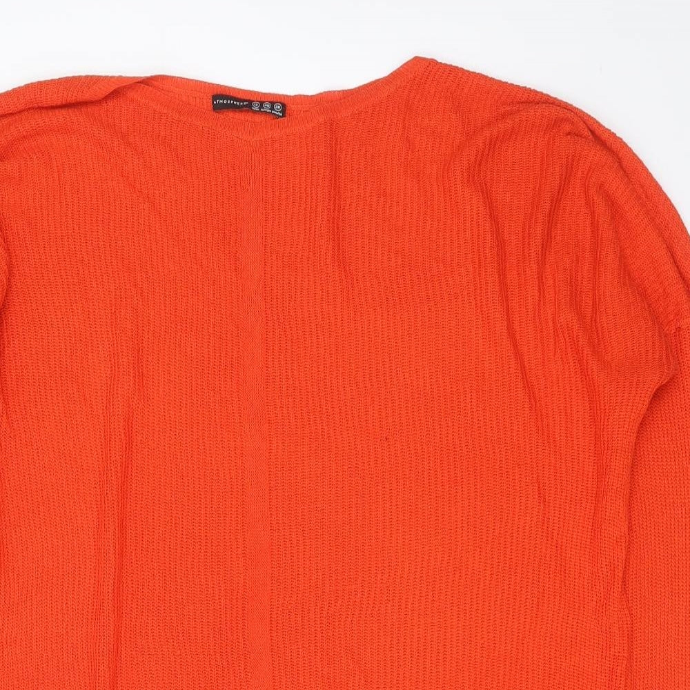 Primark Womens Orange Round Neck Striped Acrylic Pullover Jumper Size 12