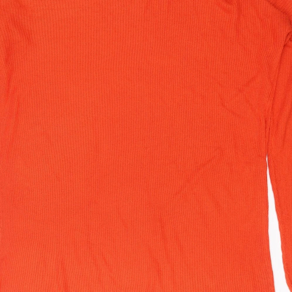 Primark Womens Orange Round Neck Striped Acrylic Pullover Jumper Size 12