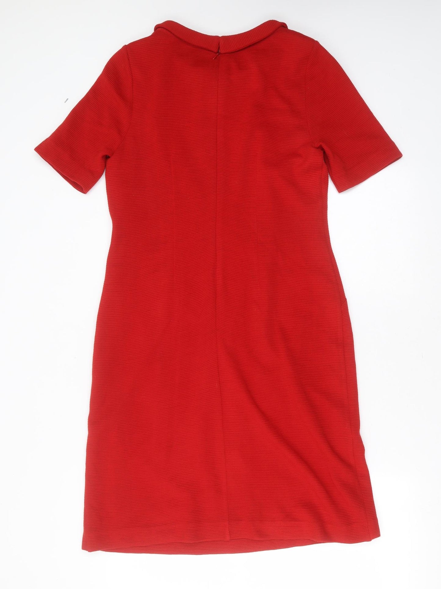 Laura Ashley Womens Red Striped Acrylic Shift  Size 12  Round Neck