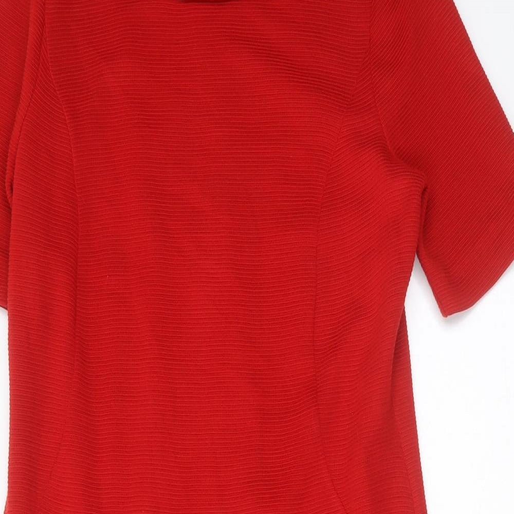 Laura Ashley Womens Red Striped Acrylic Shift  Size 12  Round Neck