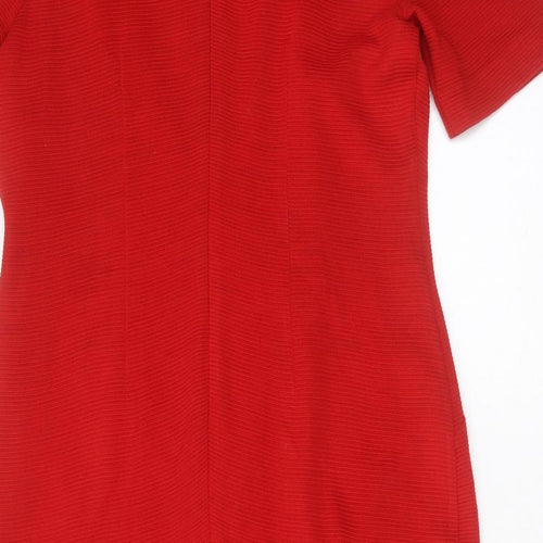 Laura Ashley Womens Red Striped Acrylic Shift  Size 12  Round Neck
