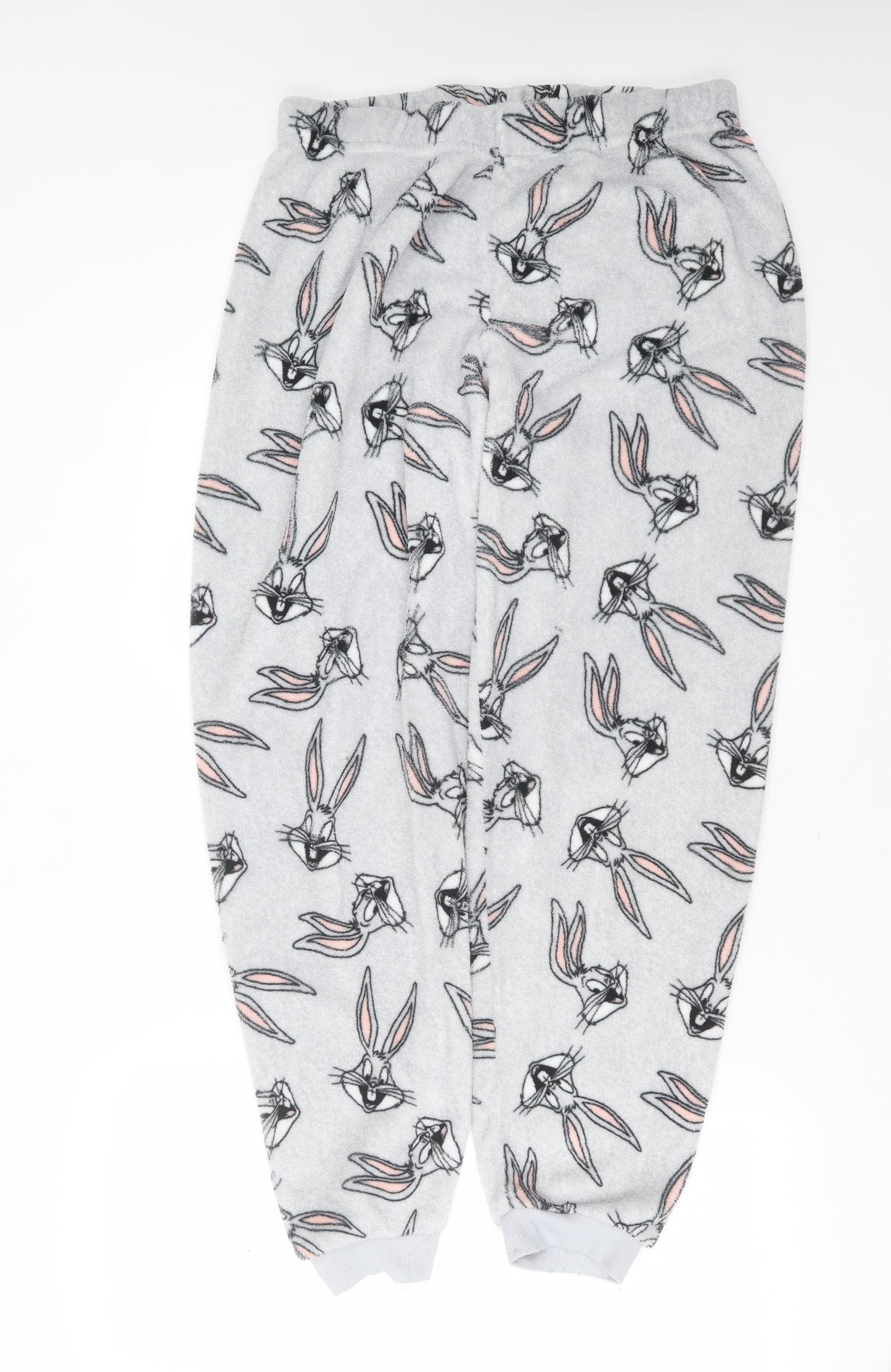 Primark Womens Grey Solid Polyester  Pyjama Pants Size L   - Bugs Bunny