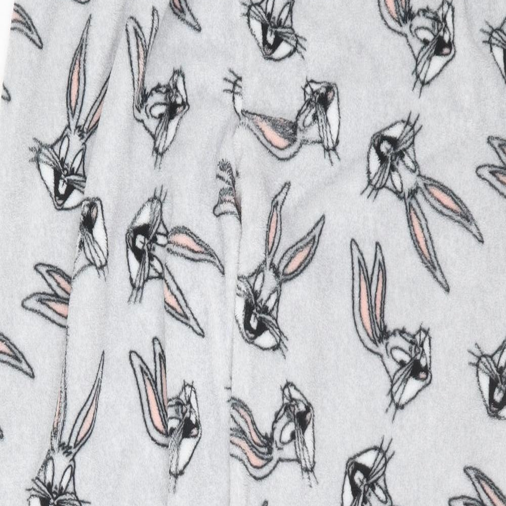 Primark Womens Grey Solid Polyester  Pyjama Pants Size L   - Bugs Bunny