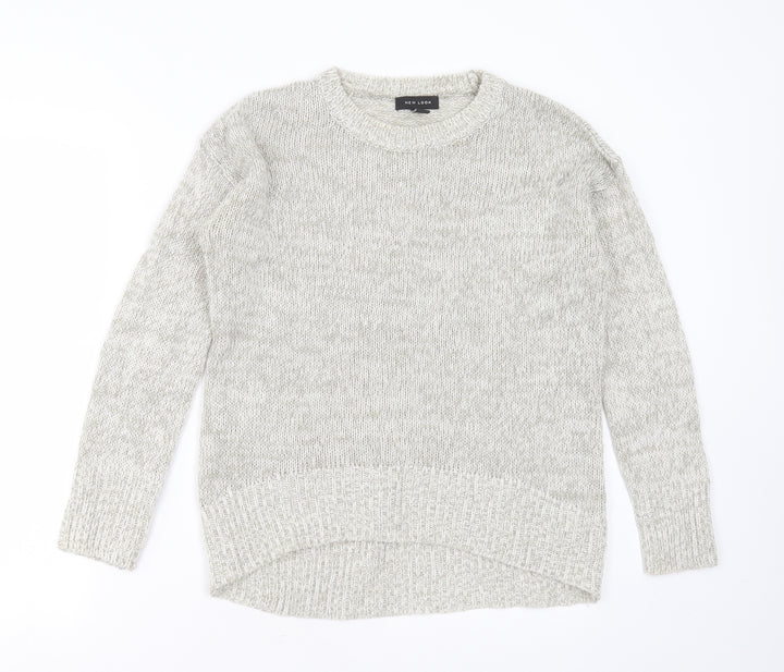 New Look Womens Grey Round Neck  Acrylic Pullover Jumper Size S