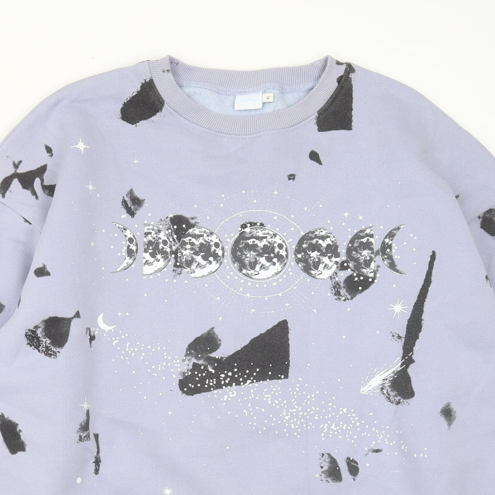 Skinny Dip Womens Purple  Polyester Pullover Sweatshirt Size XL   - moon phases