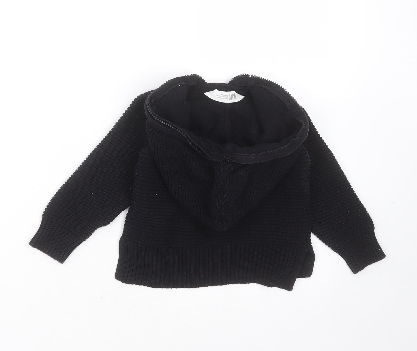 H&M Boys Black Striped Cotton Pullover Jumper Size 18-24 Months