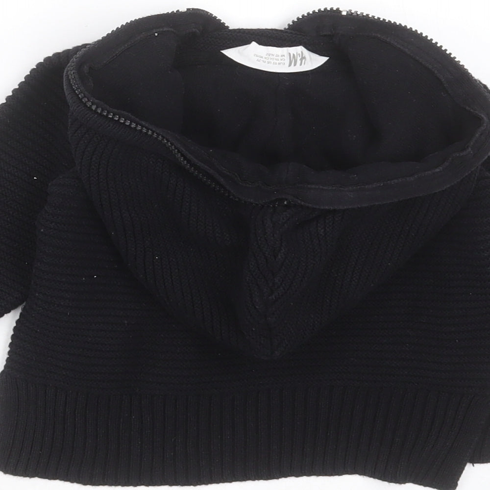 H&M Boys Black Striped Cotton Pullover Jumper Size 18-24 Months