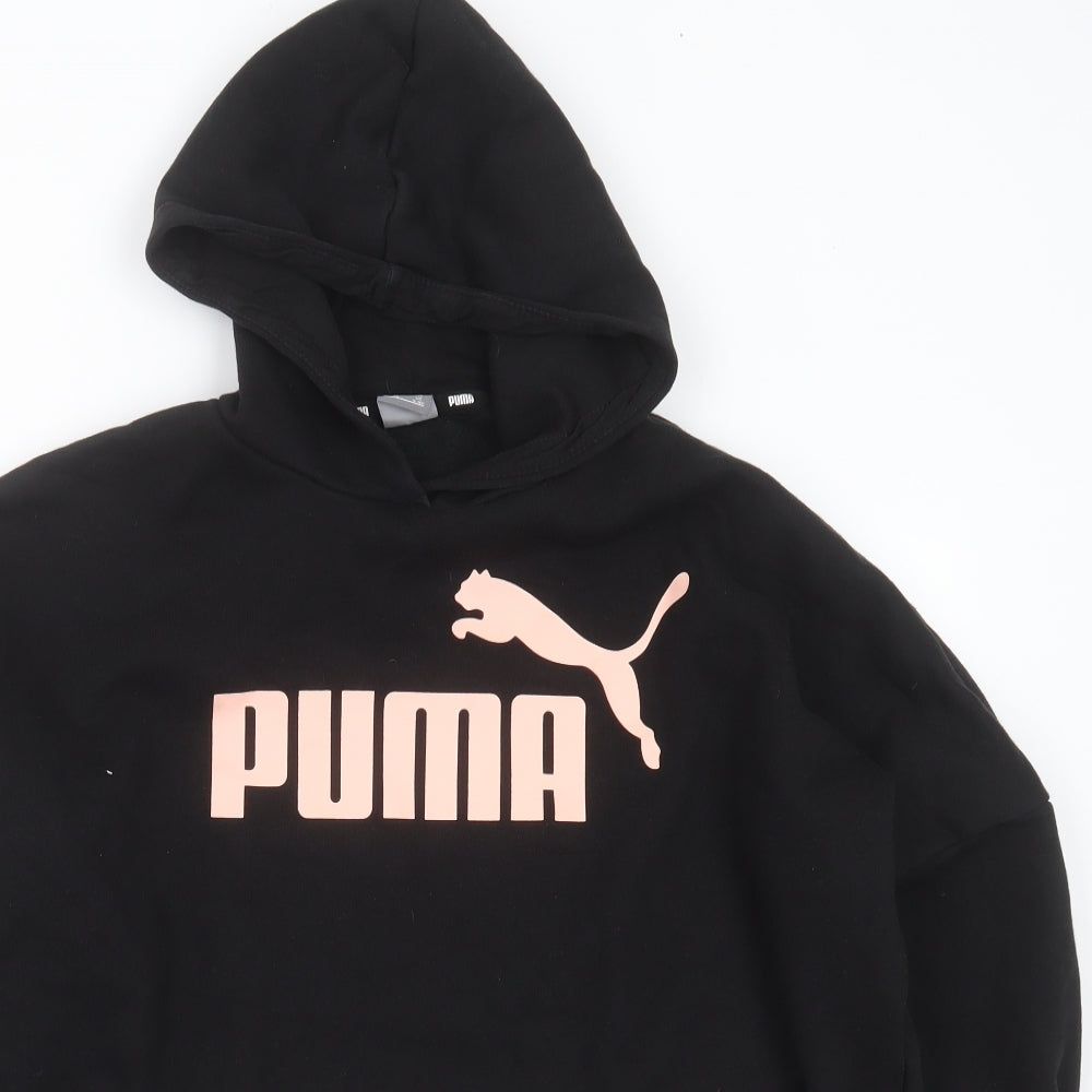 PUMA Girls Black  Polyester Pullover Hoodie Size 15-16 Years