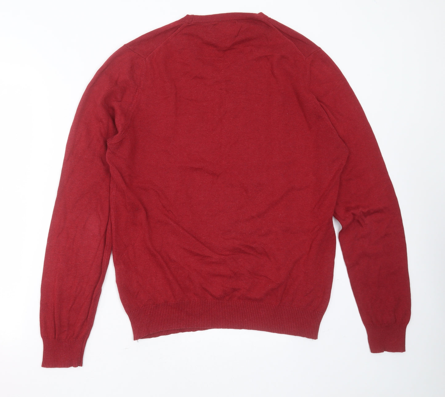 John Lewis Mens Red V-Neck  Cotton Pullover Jumper Size L