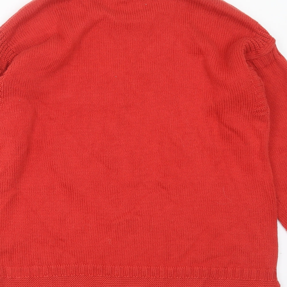 Marks and Spencer Womens Red Round Neck  Cotton Pullover Jumper Size 14