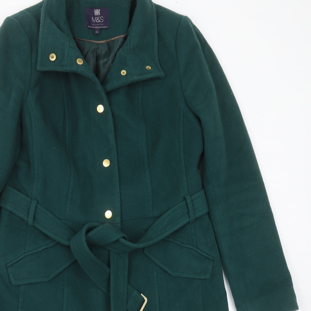 Marks and Spencer Womens Green   Jacket Coat Size 12  Button