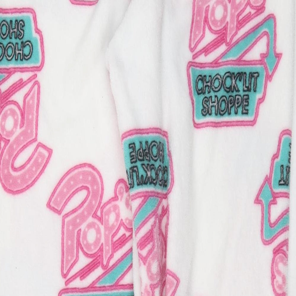 Primark Womens White Solid Polyester  Pyjama Pants Size M   - pops chock'lit shoppe