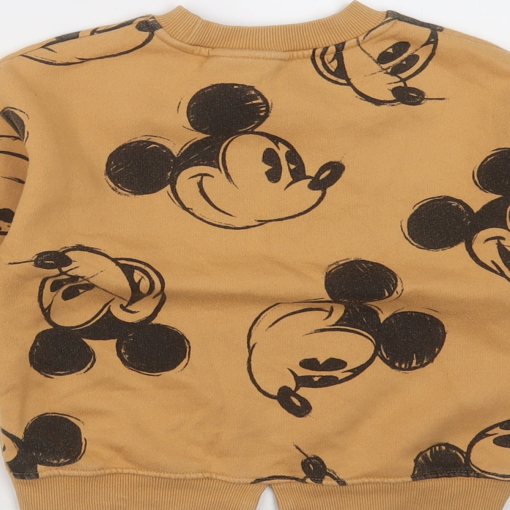 Zara Girls Beige  Cotton Pullover Sweatshirt Size 8 Years   - mickey mouse