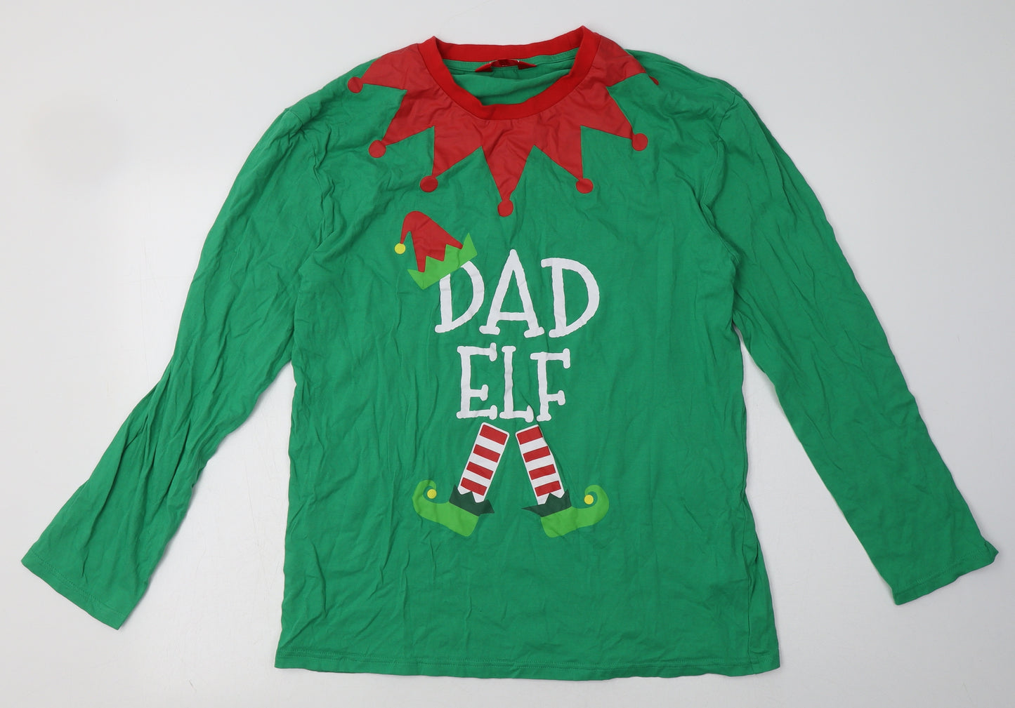 Preworn Mens Green  Cotton  Pyjama Top Size L  Pullover - dad elf