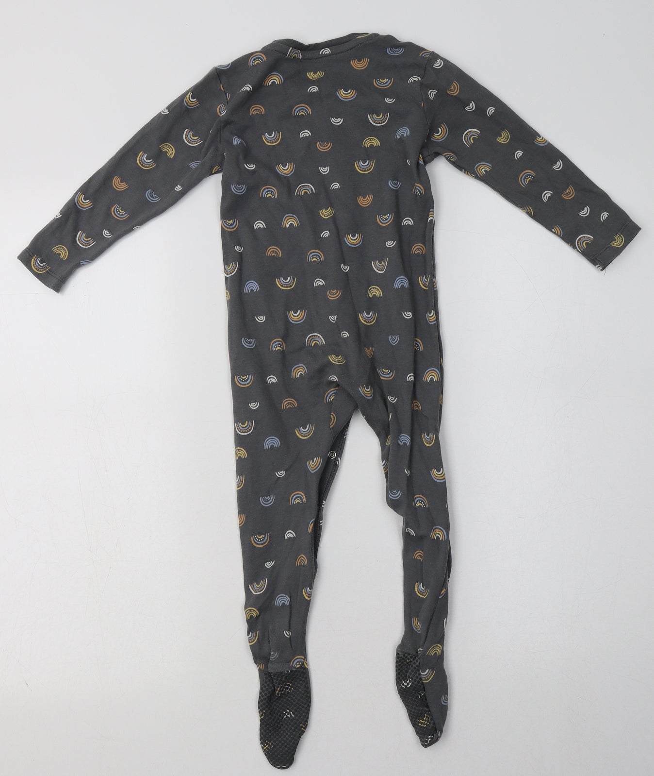 Primark Baby Grey Geometric Cotton Babygrow One-Piece Size 18-24 Months  Buckle - Rainbow Print