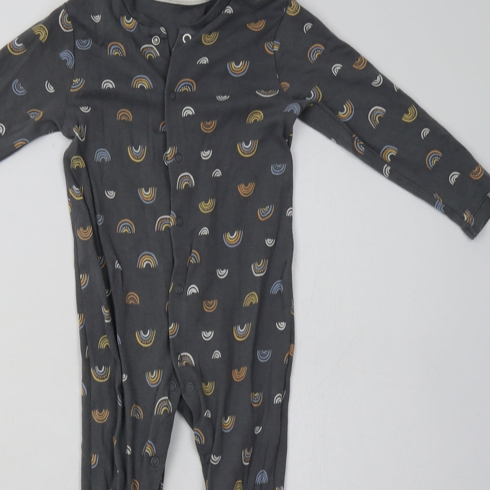 Primark Baby Grey Geometric Cotton Babygrow One-Piece Size 18-24 Months  Buckle - Rainbow Print