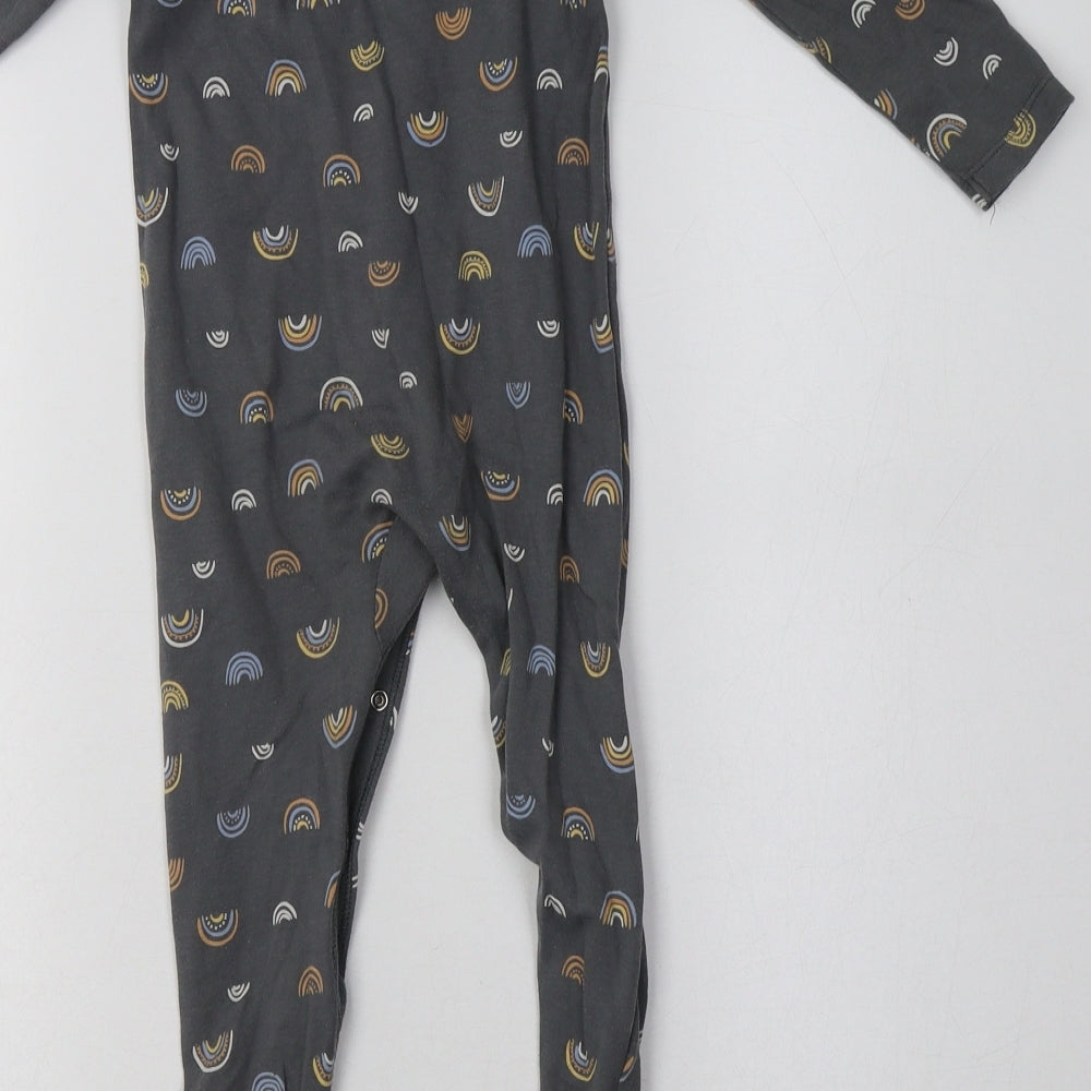 Primark Baby Grey Geometric Cotton Babygrow One-Piece Size 18-24 Months  Buckle - Rainbow Print