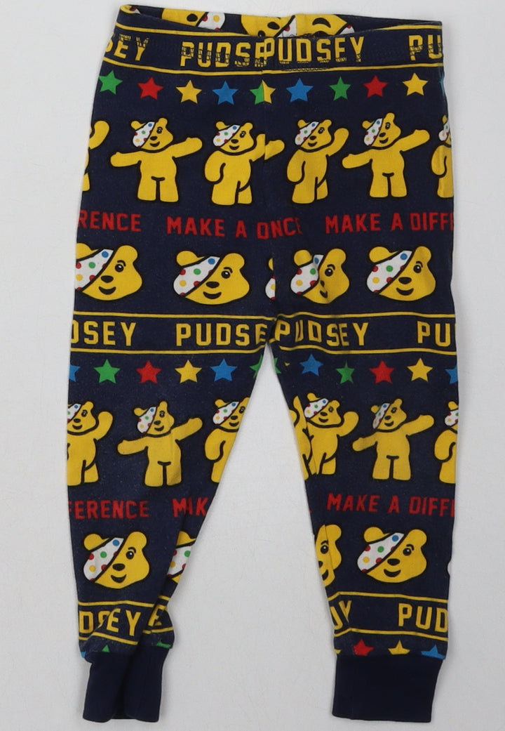 George Boys Blue Geometric Cotton  Pyjama Pants Size 2 Years   - Pudsey