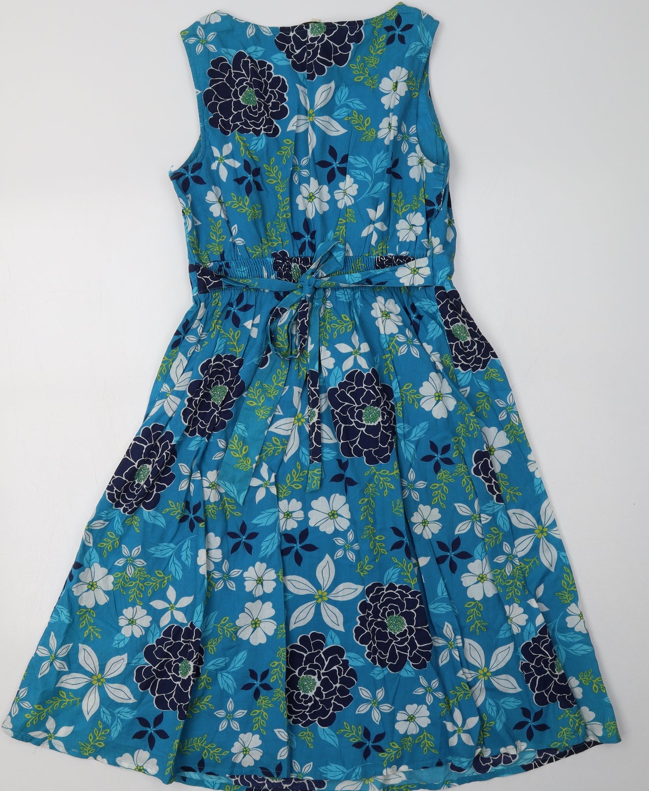 Debenhams Womens Blue Floral Cotton A-Line  Size 12  V-Neck Pullover