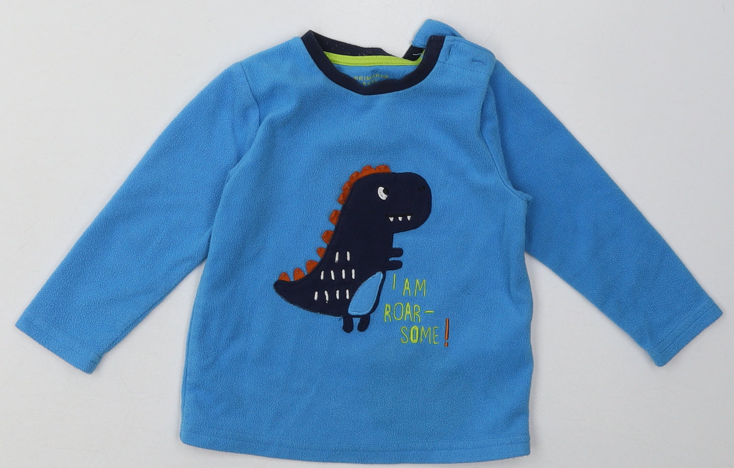 Primark Boys Blue Geometric Polyester  Pyjama Top Size 18-24 Months  Button - i am roar-some!