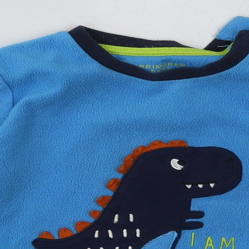 Primark Boys Blue Geometric Polyester  Pyjama Top Size 18-24 Months  Button - i am roar-some!