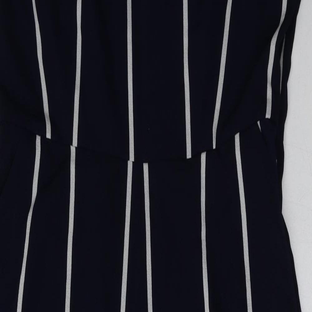 AX Paris Womens Blue Striped Polyester Jumpsuit One-Piece Size 12 L24 in Zip