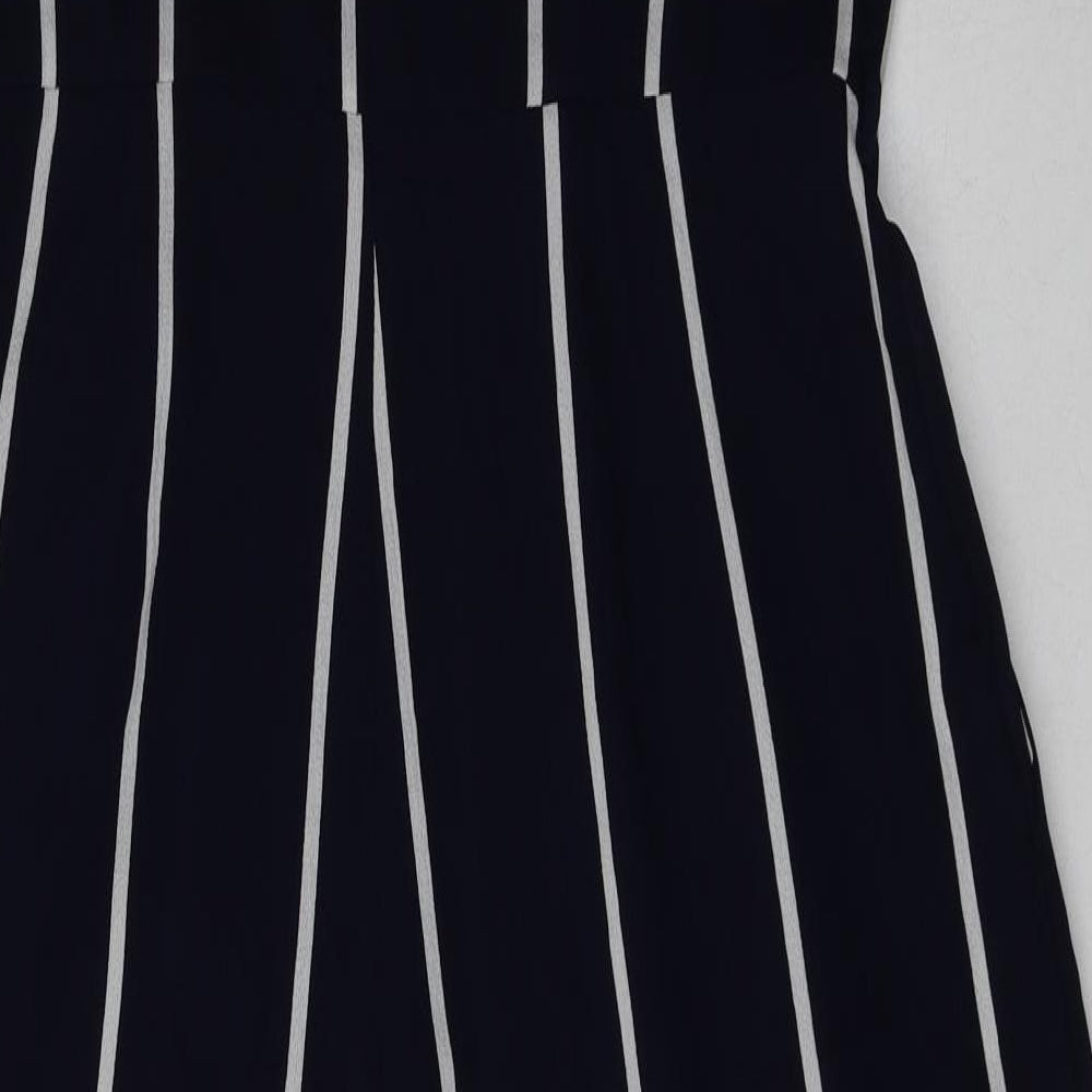 AX Paris Womens Blue Striped Polyester Jumpsuit One-Piece Size 12 L24 in Zip