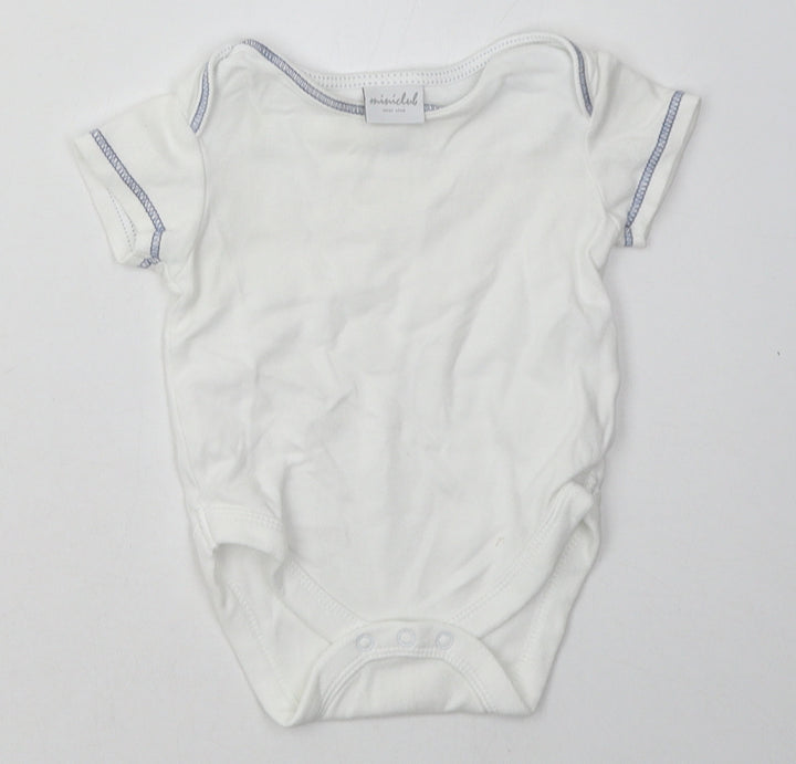 Mini Club Baby White  Cotton Babygrow One-Piece Size 3-6 Months  Buckle