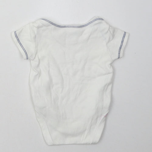 Mini Club Baby White  Cotton Babygrow One-Piece Size 3-6 Months  Buckle