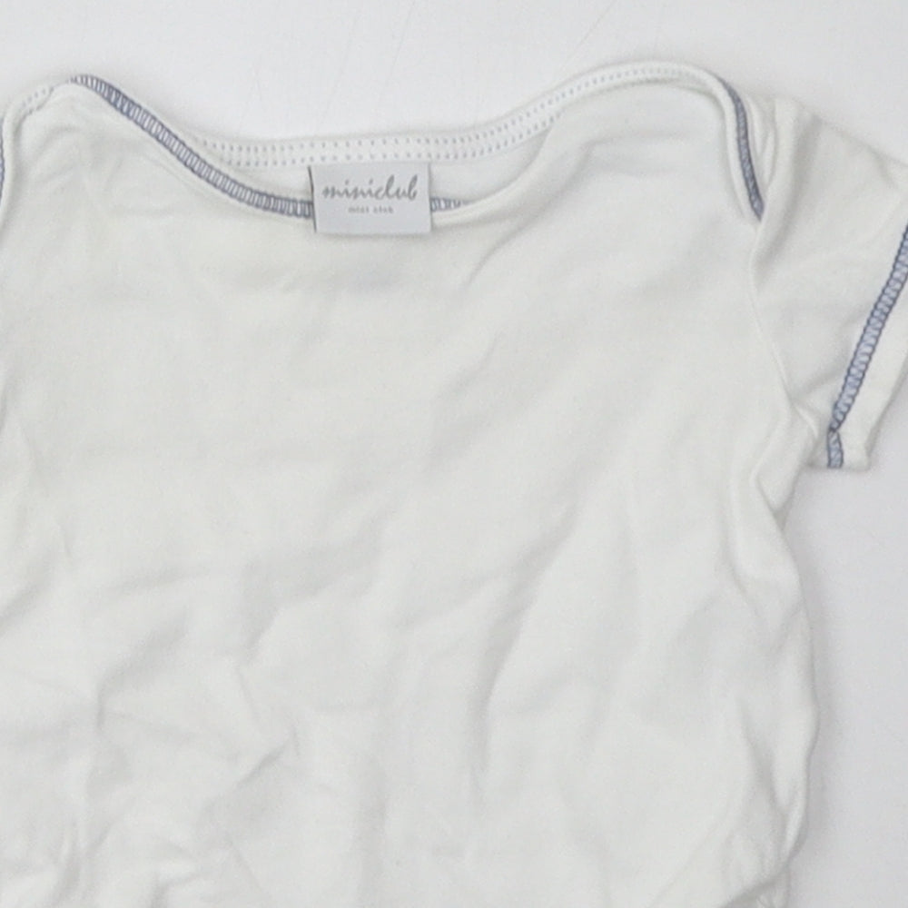 Mini Club Baby White  Cotton Babygrow One-Piece Size 3-6 Months  Buckle