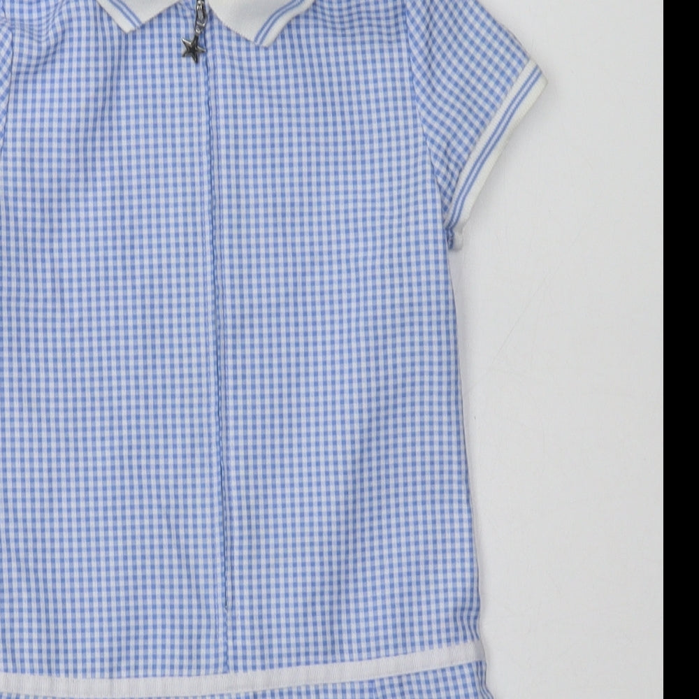 George Girls Blue Check Polyester A-Line  Size 4-5 Years  Collared Zip - School Wear
