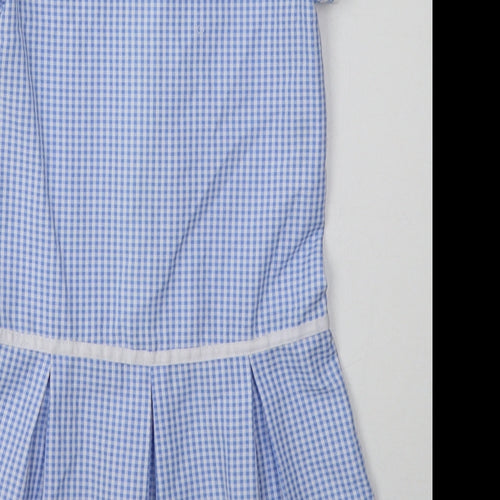 George Girls Blue Check Polyester A-Line  Size 4-5 Years  Collared Zip - School Wear