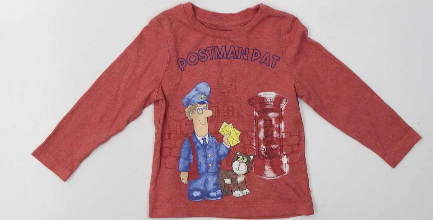 Nutmeg Boys Orange  Cotton Basic Casual Size 2 Years Crew Neck Pullover - Postman Pat