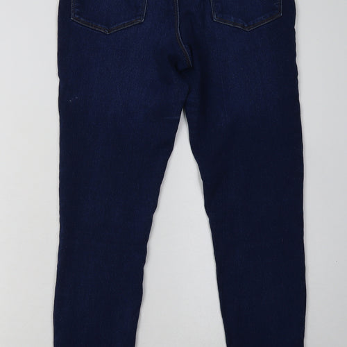 Primark Womens Blue  Cotton Skinny Jeans Size 14 L30 in Regular Button