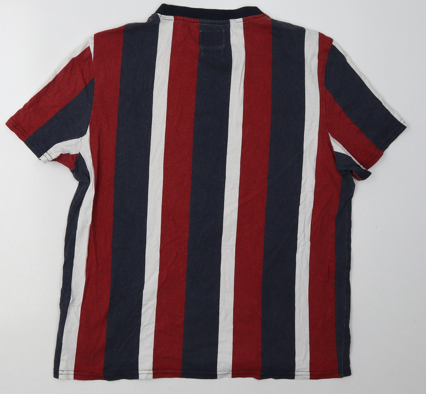 GUESS Mens Multicoloured Striped Cotton  T-Shirt Size L Crew Neck