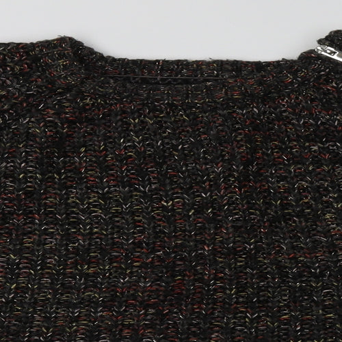 Matalan Womens Black Geometric Acrylic Pullover Sweatshirt Size M  Zip