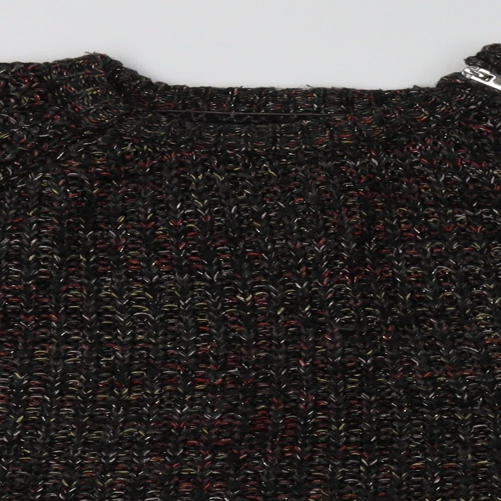 Matalan Womens Black Geometric Acrylic Pullover Sweatshirt Size M  Zip