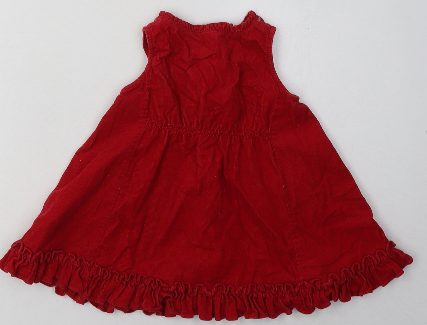 n3xt Girls Red  Cotton A-Line  Size 3-6 Months  Crew Neck Button