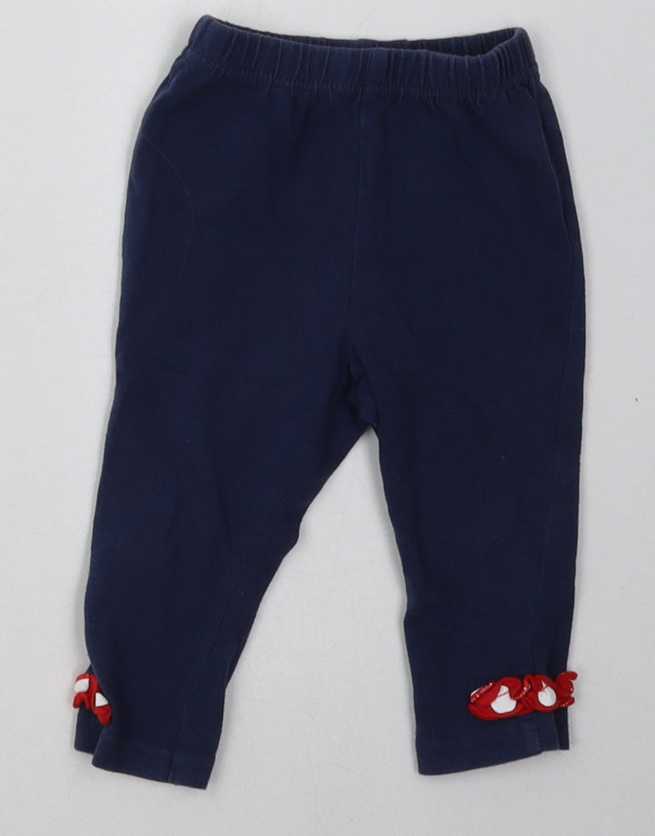 George Girls Blue  Cotton Sweatpants Trousers Size 6-9 Months   - Disney