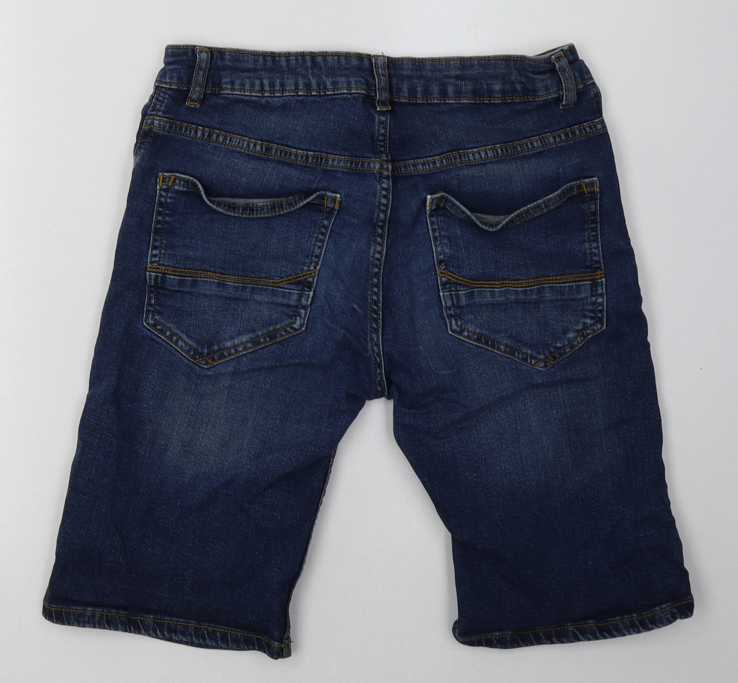 Primark Mens Blue  Cotton Bermuda Shorts Size 30 L12 in Regular Button