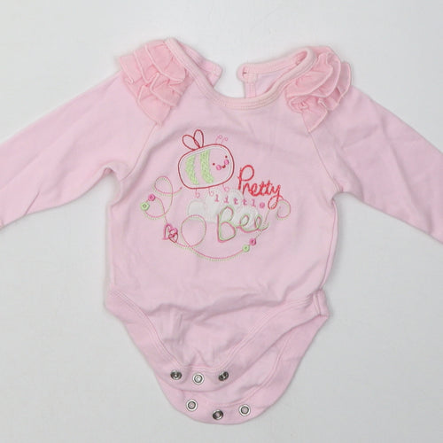 George Girls Pink  Cotton Babygrow One-Piece Size Newborn  Buckle - pretty little bee