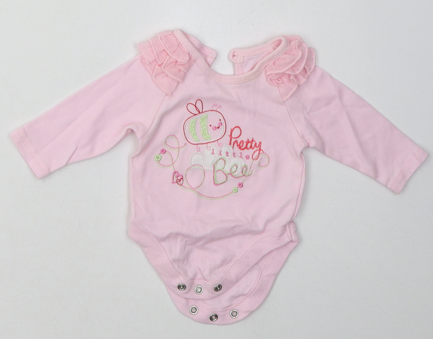 George Girls Pink  Cotton Babygrow One-Piece Size Newborn  Buckle - pretty little bee