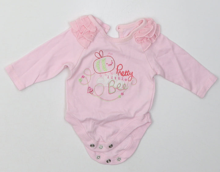George Girls Pink Cotton Babygrow One-Piece Size Newborn Buckle - pretty little bee