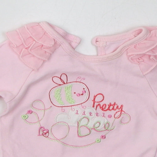George Girls Pink  Cotton Babygrow One-Piece Size Newborn  Buckle - pretty little bee