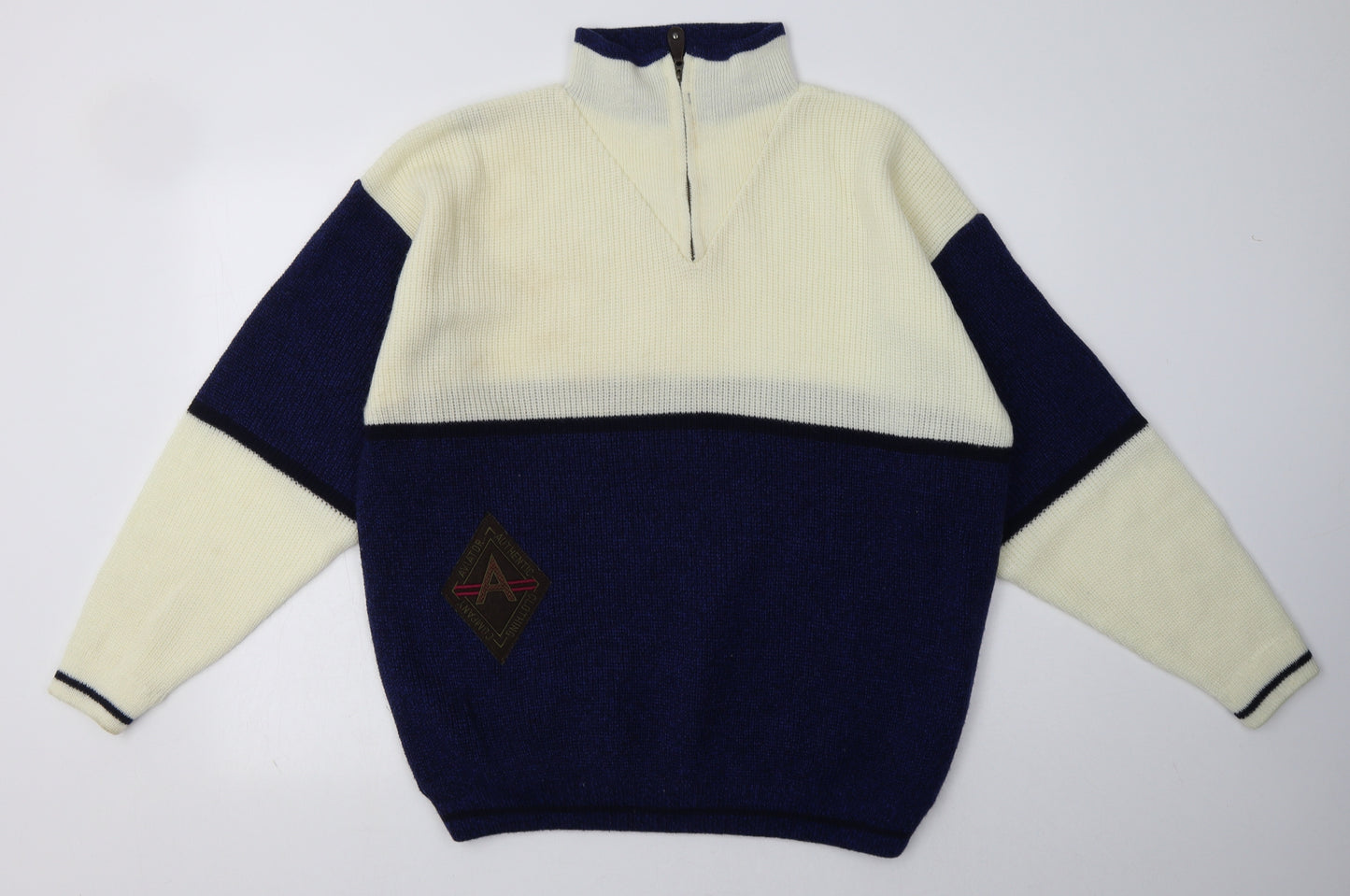 Avatar Mens Blue Plaid Acrylic Pullover Sweatshirt Size L