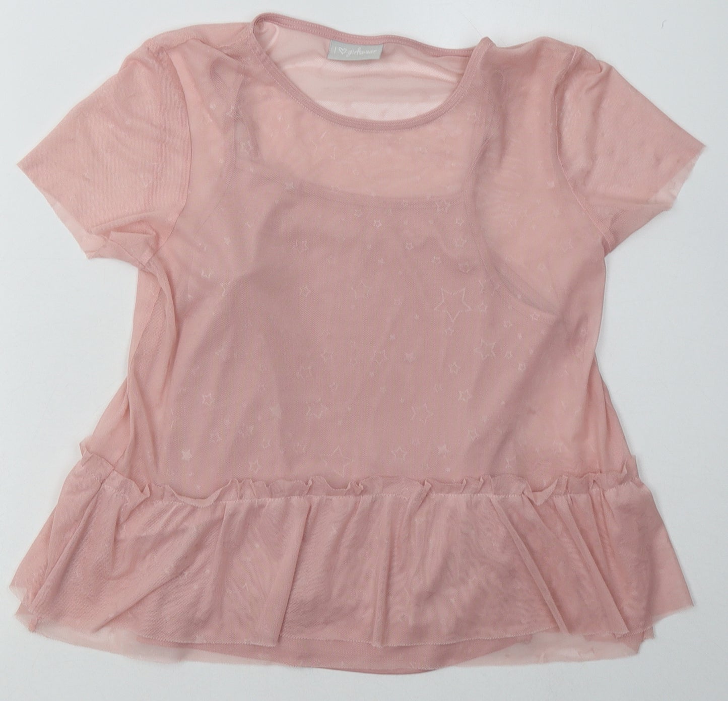 Matalan Girls Pink  Polyester Basic T-Shirt Size 10 Years Crew Neck Pullover