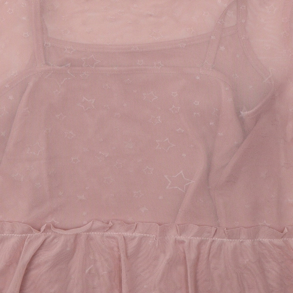 Matalan Girls Pink  Polyester Basic T-Shirt Size 10 Years Crew Neck Pullover