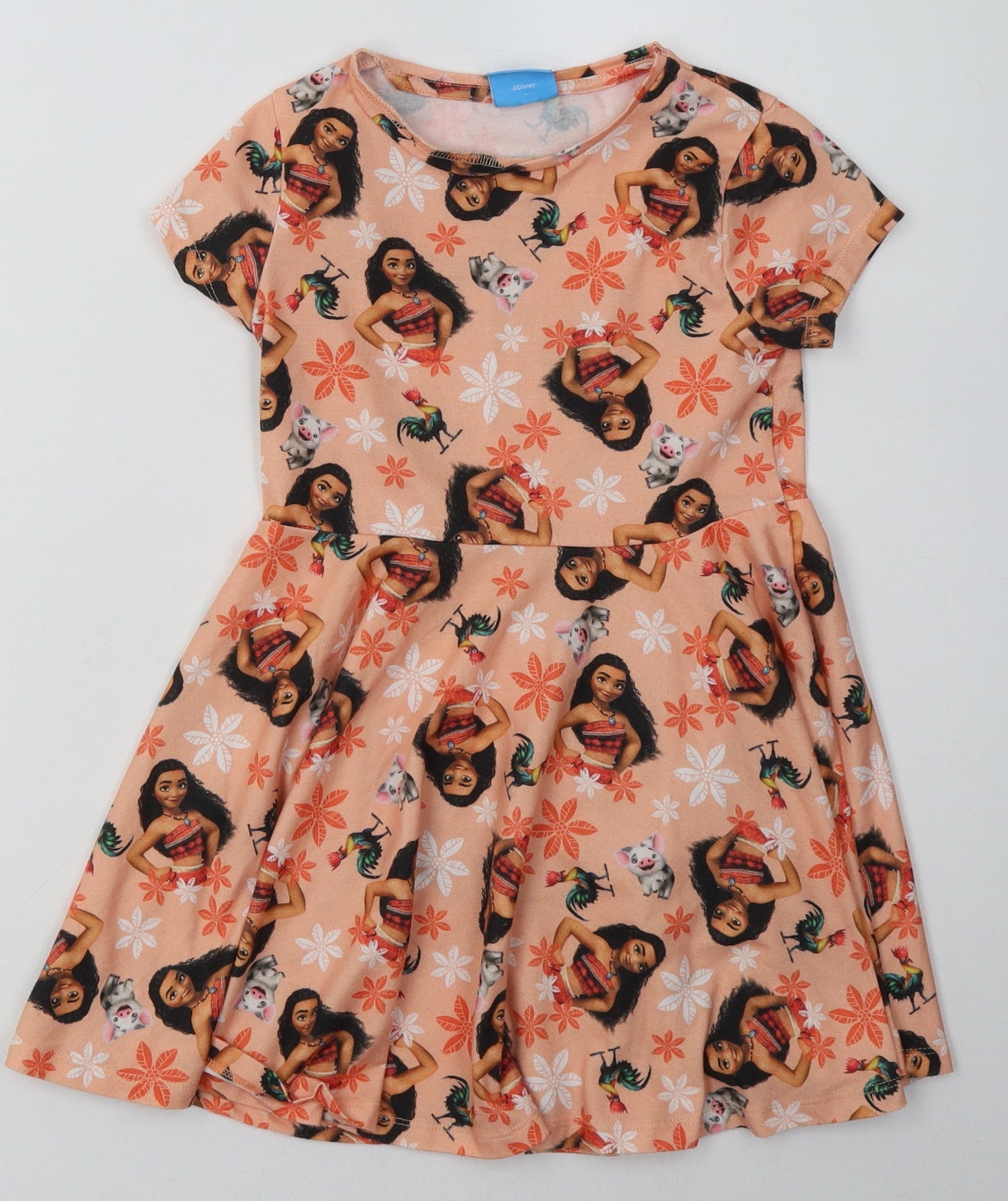 F&F Girls Orange Geometric Polyester A-Line  Size 6-7 Years  Crew Neck Pullover - moana disney
