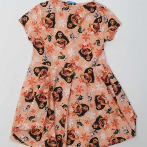F&F Girls Orange Geometric Polyester A-Line  Size 6-7 Years  Crew Neck Pullover - moana disney