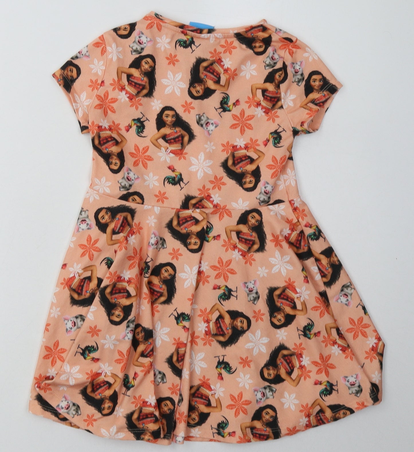 F&F Girls Orange Geometric Polyester A-Line  Size 6-7 Years  Crew Neck Pullover - moana disney